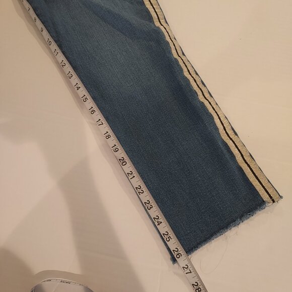 L'Agence Sada Hi-Rise Cropped Slim Dover Side Striped Raw Hem Jeans Size 32 - Picture 5 of 10
